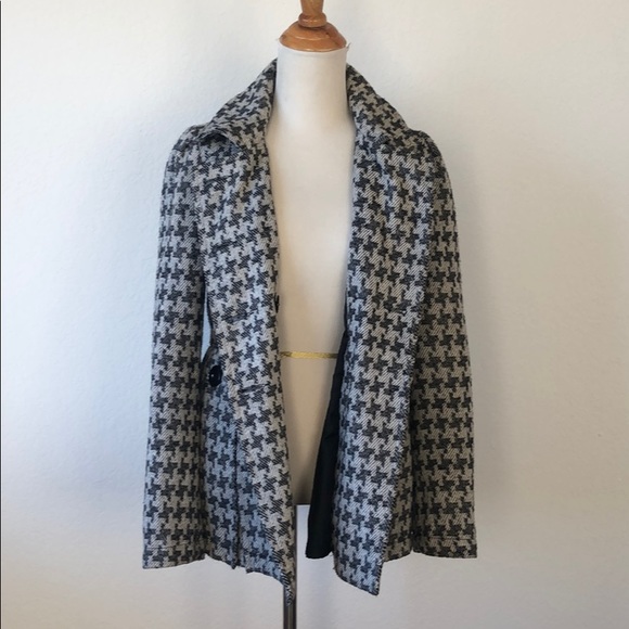 Sashimi Pea Coat Small Black and White Houndstooth - Picture 4 of 6